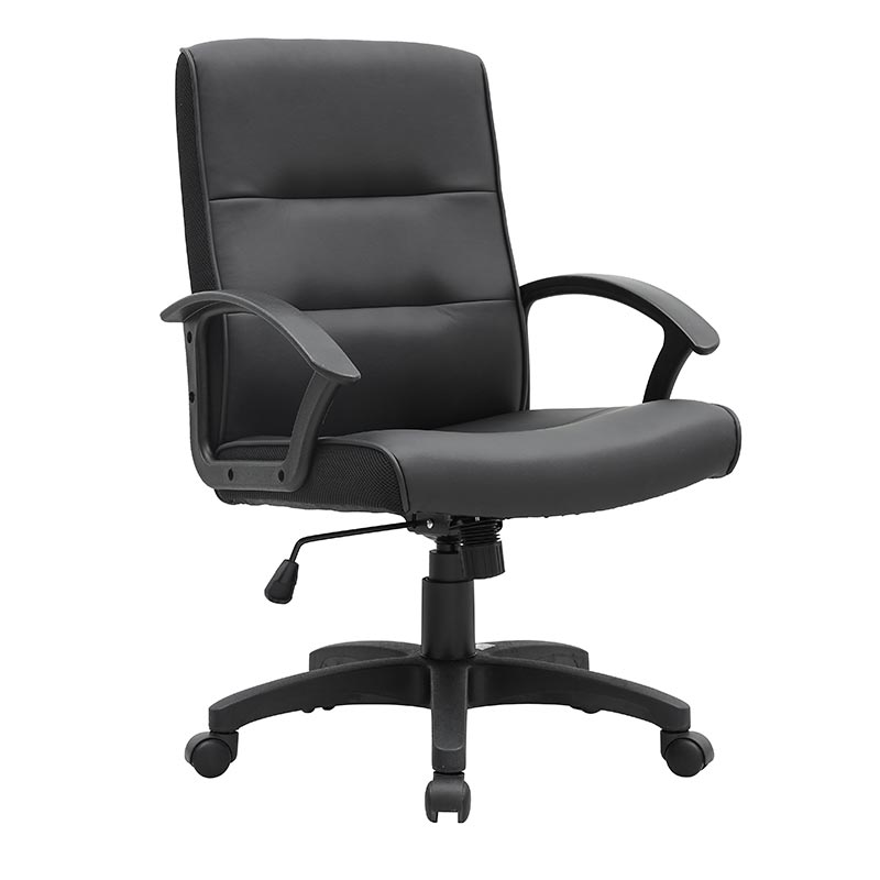 XL-3378 Bürostuhl aus schwarzem PU-Nylon mit mittlerer Rückenlehne