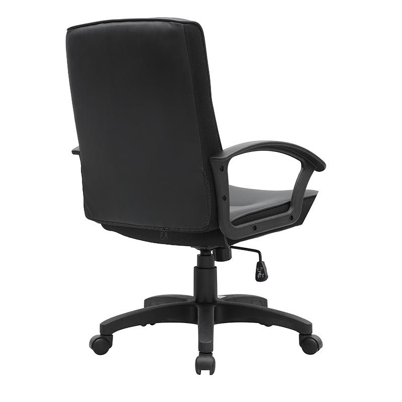 XL-3378 Bürostuhl aus schwarzem PU-Nylon mit mittlerer Rückenlehne