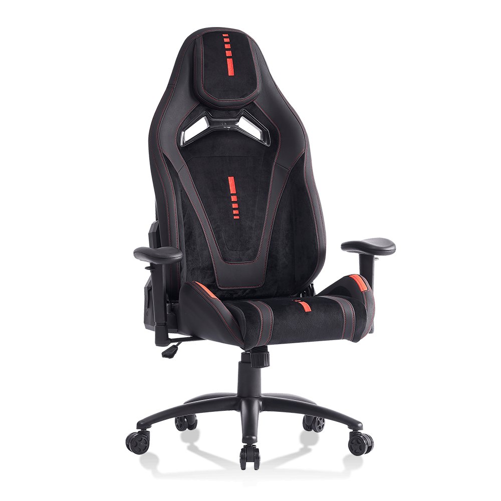 XL-1057 ergonomischer Gaming-Stuhl mit 2D-Armlehne aus schwarzem gebürstetem Leder